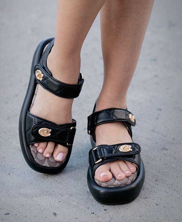 COACH Women's Peyton Double Buckle Flatform Sandals - Macy's