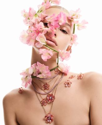 14k Rose Gold-Plated Small Pink Baguette Cubic Zirconia Hoop Earrings, 0.87"