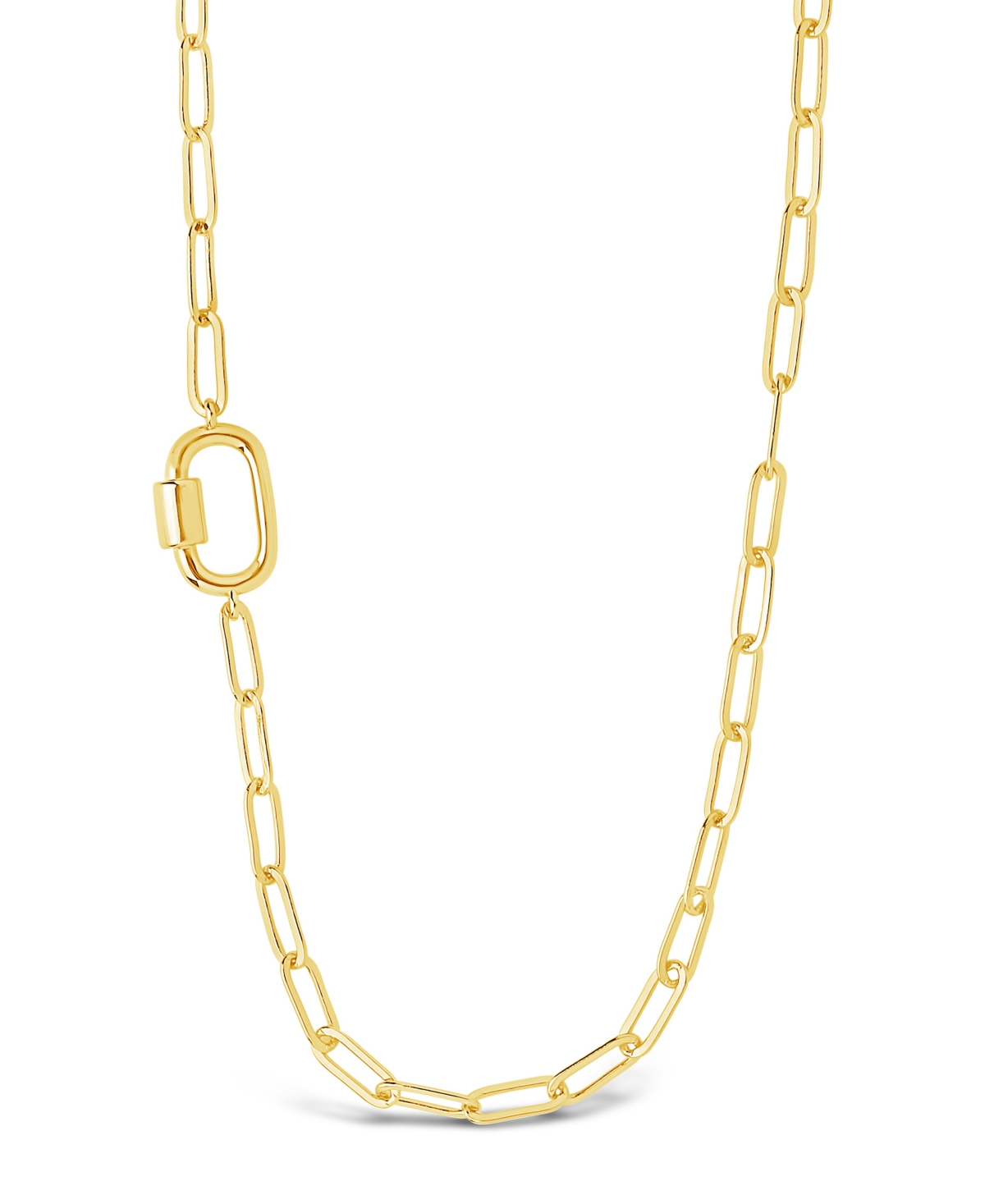 Sterling Forever Polished Carabiner Station Necklace In Gold