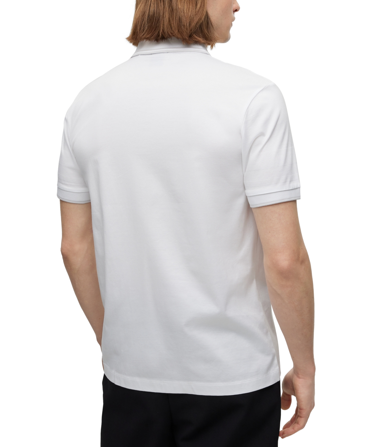 Hugo Boss Boss By  Men's Slim-fit Jacquard Striped Polo Shirt In White
