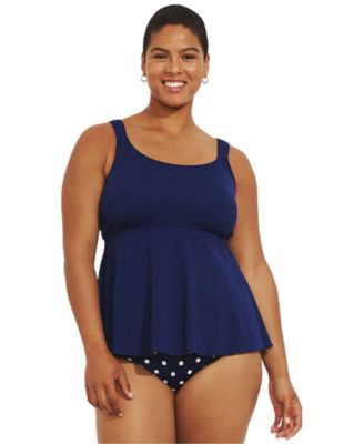 Plus Size Adjustable Scoop Neck Flutter Tankini Top