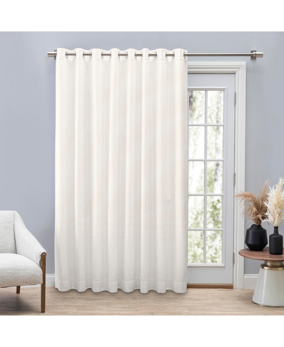 Ricardo Grasscloth Lined Grommet Curtain Patio Panel w/Wand 110