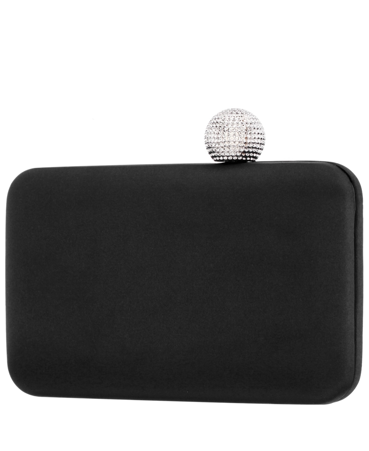 Nina Embossed Snake Minaudiere With Crystal Clasp In Black