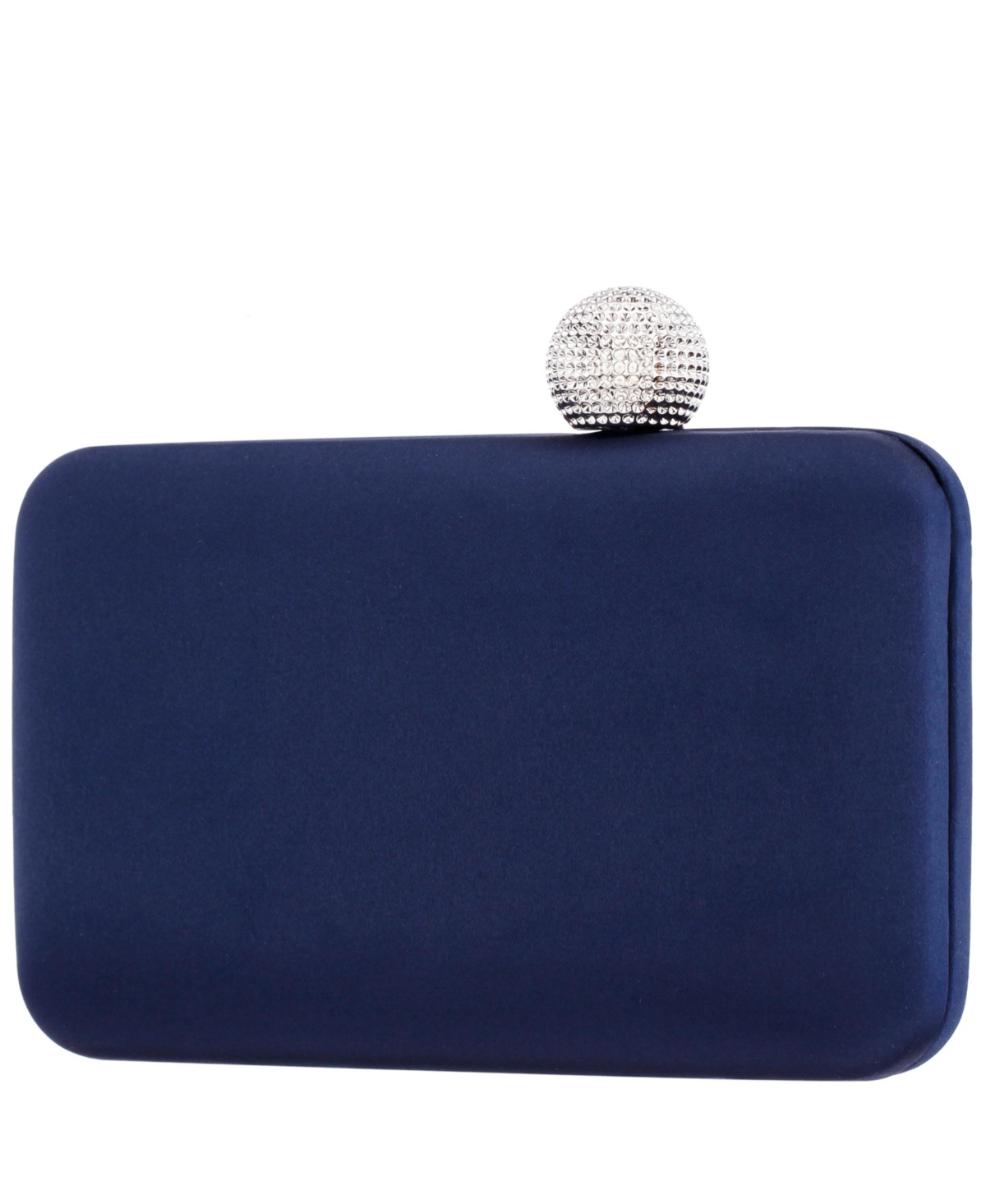 Nina Satin Minaudiere With Crystal Clasp In New Navy