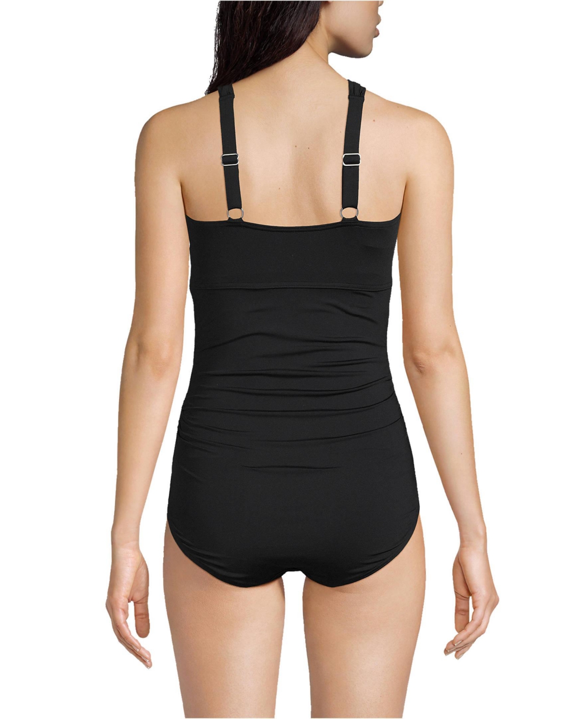 Lands' End Women's High Neck to One Shoulder Multi Way One Piece Swimsuit