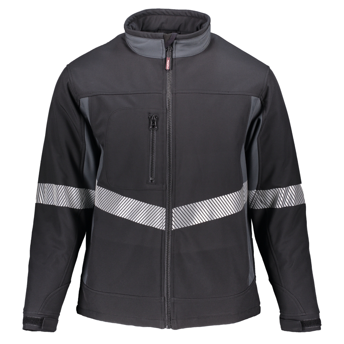 Men's Enhanced Visibility Insulated Softshell Jacket with Reflective Tape - Black