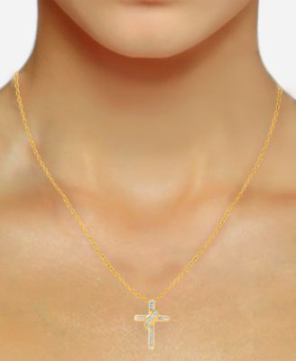 Diamond Cross 18" Pendant Necklace (1/4 ct. t.w.) in 14k Gold-Plated Sterling Silver or Sterling Silver