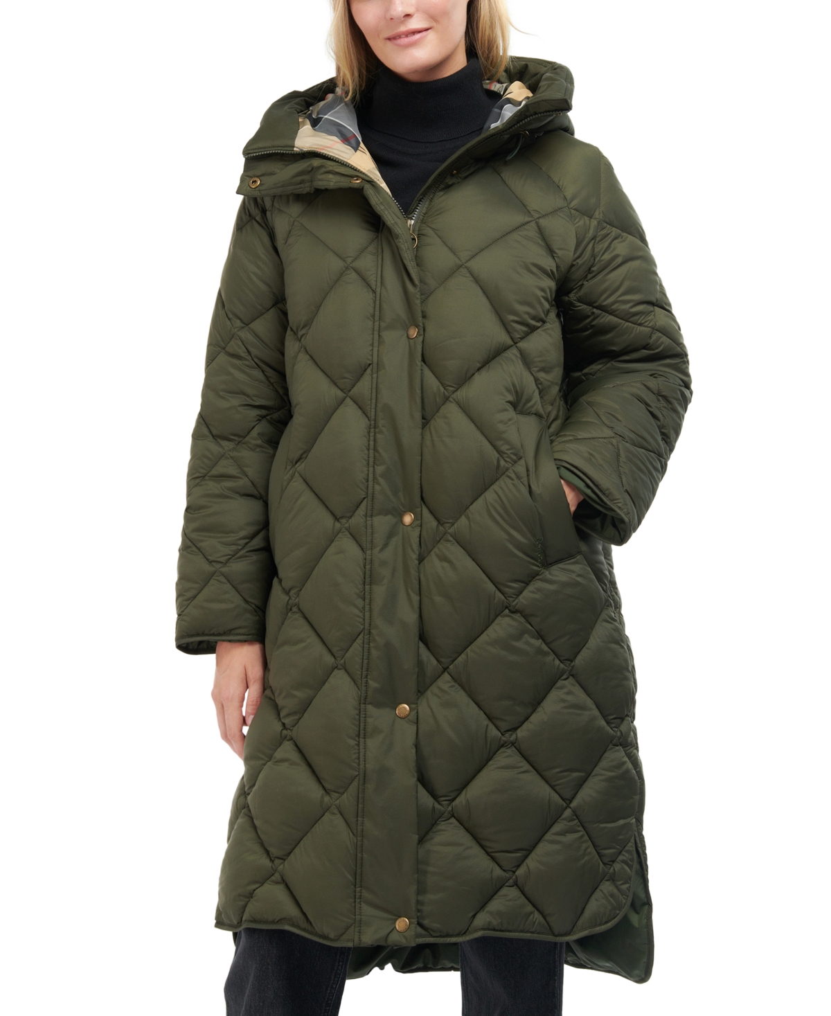 Shop Barbour Women's Sandyford Quilted Hooded Puffer Coat In Sage,dress