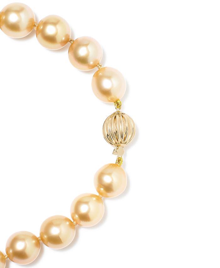 14K Gold Cultured Golden South Sea Pearl Graduated Strand (10-12-1/2mm) 18 Necklace