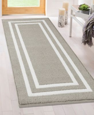 Jean Pierre Double Line Border Tufted - Machine Washable Runner Rug, 26" x 60"