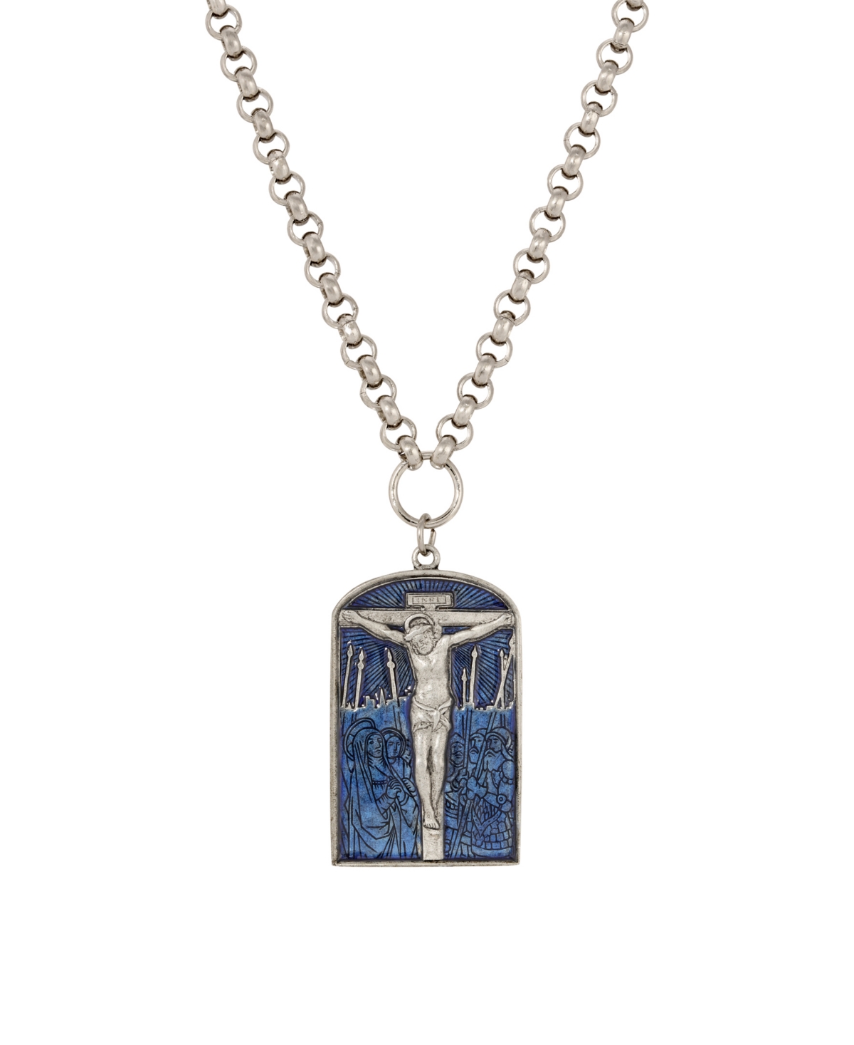 2028 Symbols Of Faith Enamel Crucifix Necklace In Blue