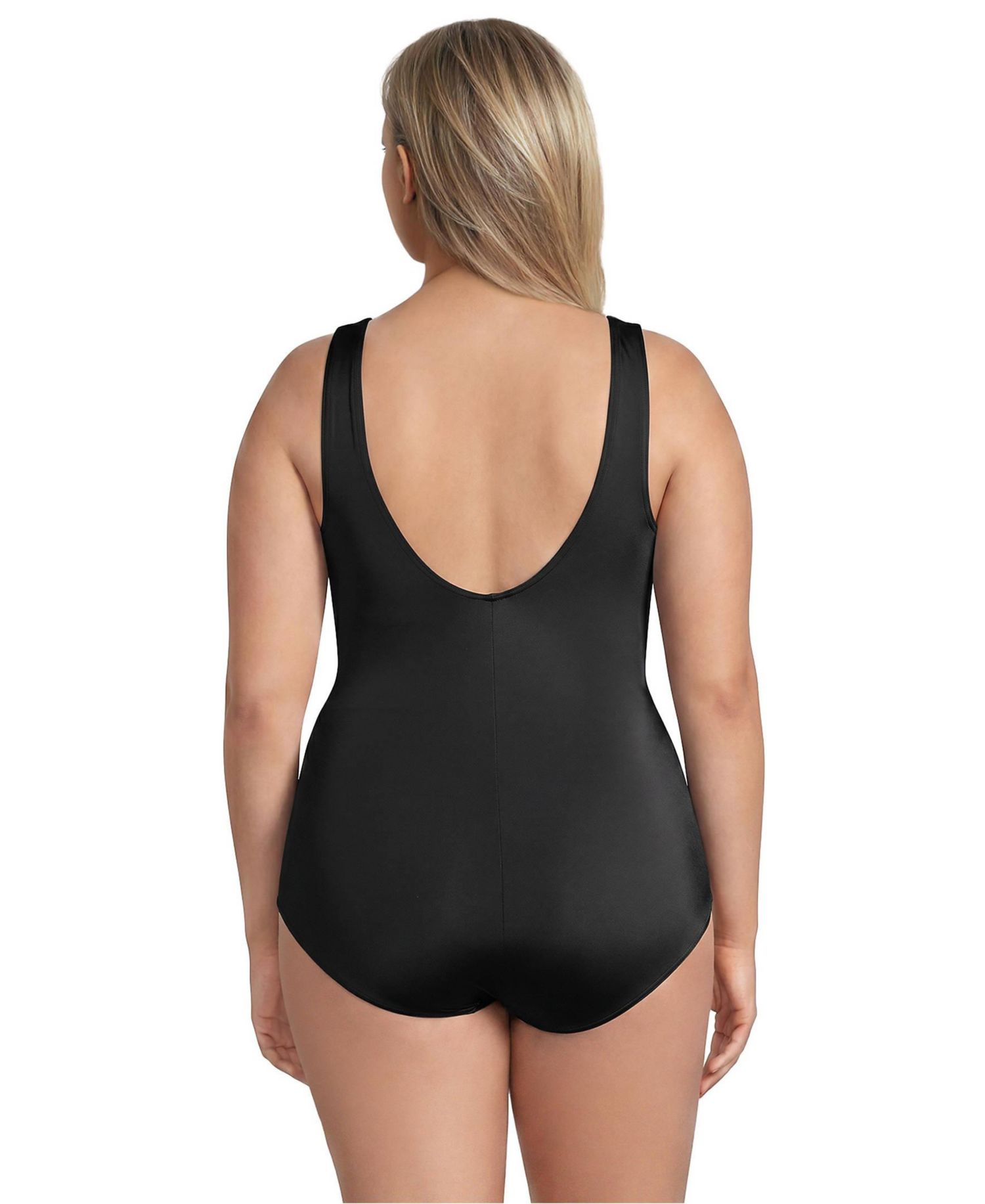 Plus Size Long Chlorine Resistant Soft Cup Tugless Sporty One-Piece Swimsuit