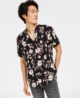 GUESS - Men's Folded Collar Floral Shirt