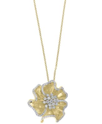 EFFY&reg; Diamond Flower 18" Pendant Necklace (1-1/2 ct. t.w.) in 14k Gold
