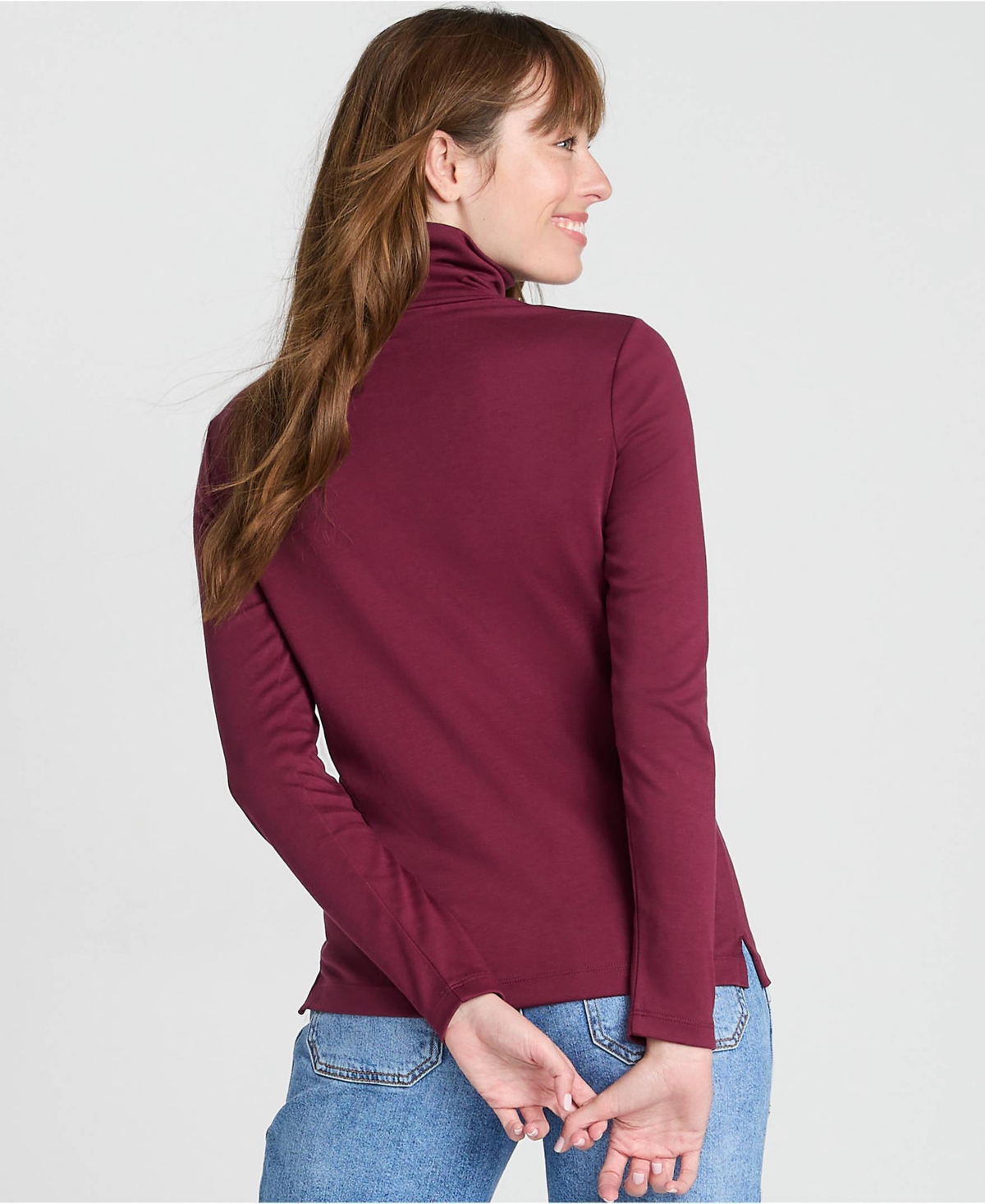 Lands' End Women's Supima Cotton Relaxed Long Sleeve Turtleneck