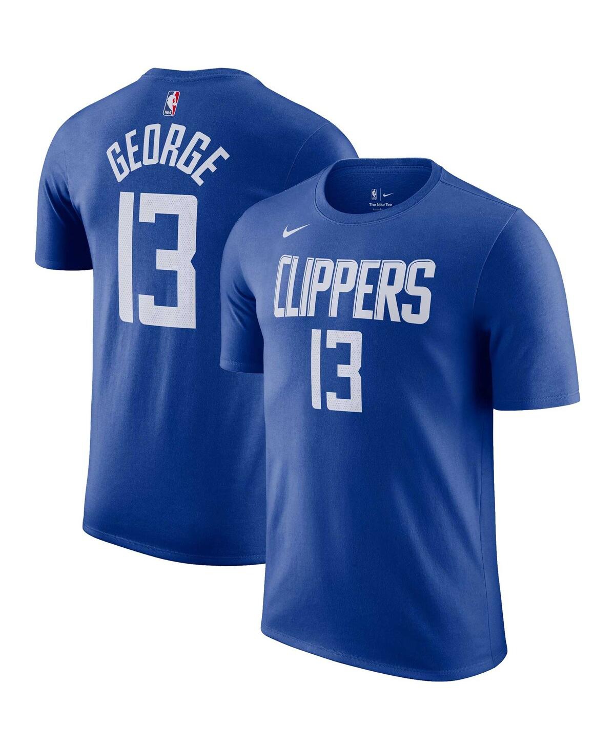 Shop Nike Men's  Paul George Royal La Clippers Icon 2022/23 Name And Number T-shirt