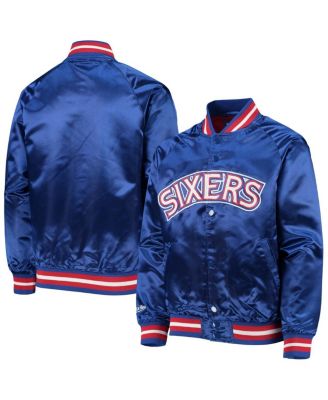 Big Boys and Girls Royal Philadelphia 76ers Hardwood Classics Satin Raglan Full-Snap Jacket