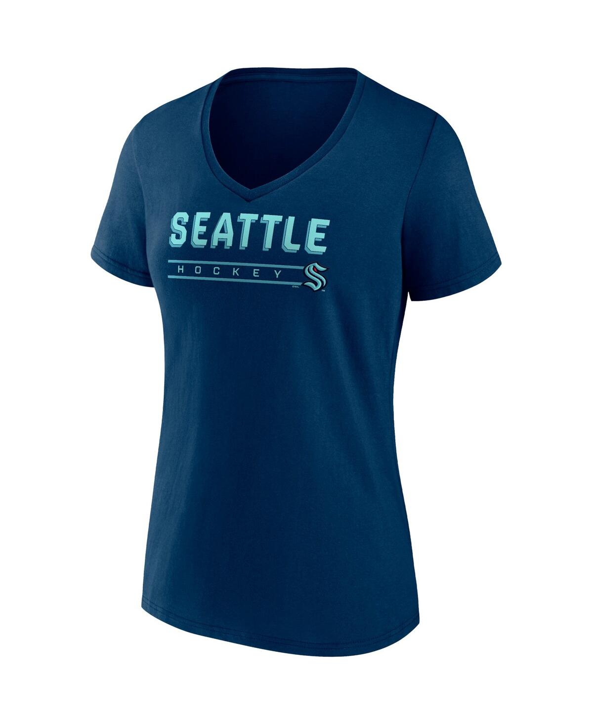 Fanatics Women's  Deep Sea Blue, Gray Seattle Kraken Parent 2-pack V-neck T-shirt Set In Deep Sea Blue,gray