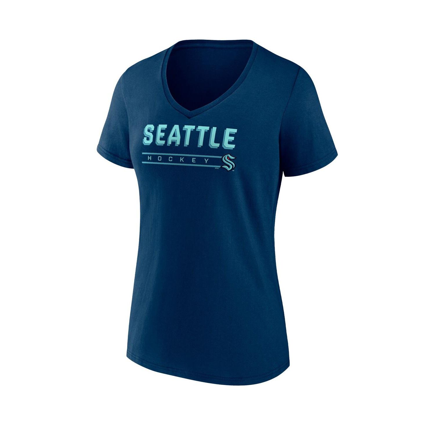 Women's Deep Sea Blue, Gray Seattle Kraken Parent 2-Pack V-Neck T-shirt Set