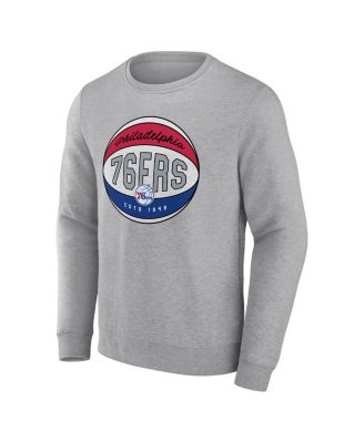 Men's Heathered Gray Philadelphia 76ers True Classics Vint Pullover Sweatshirt