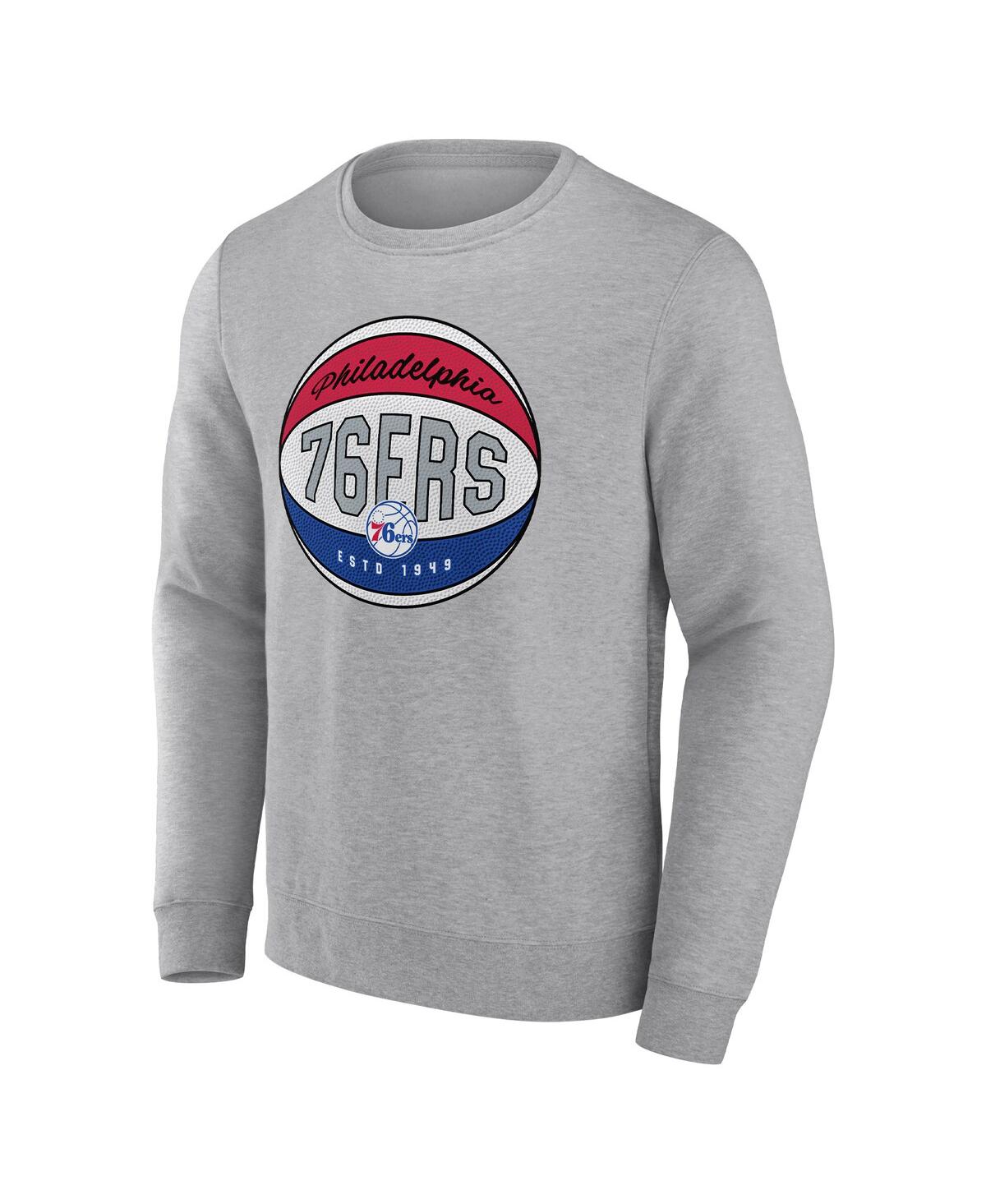 Fanatics Men's  Heathered Gray Philadelphia 76ers True Classics Vint Pullover Sweatshirt In Heathered Gray