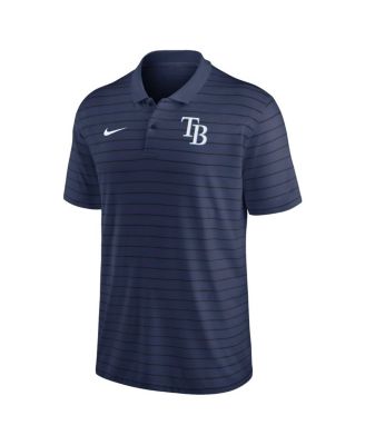 Men's Navy Tampa Bay Rays Authentic Collection Victory Striped Performance Polo Shirt