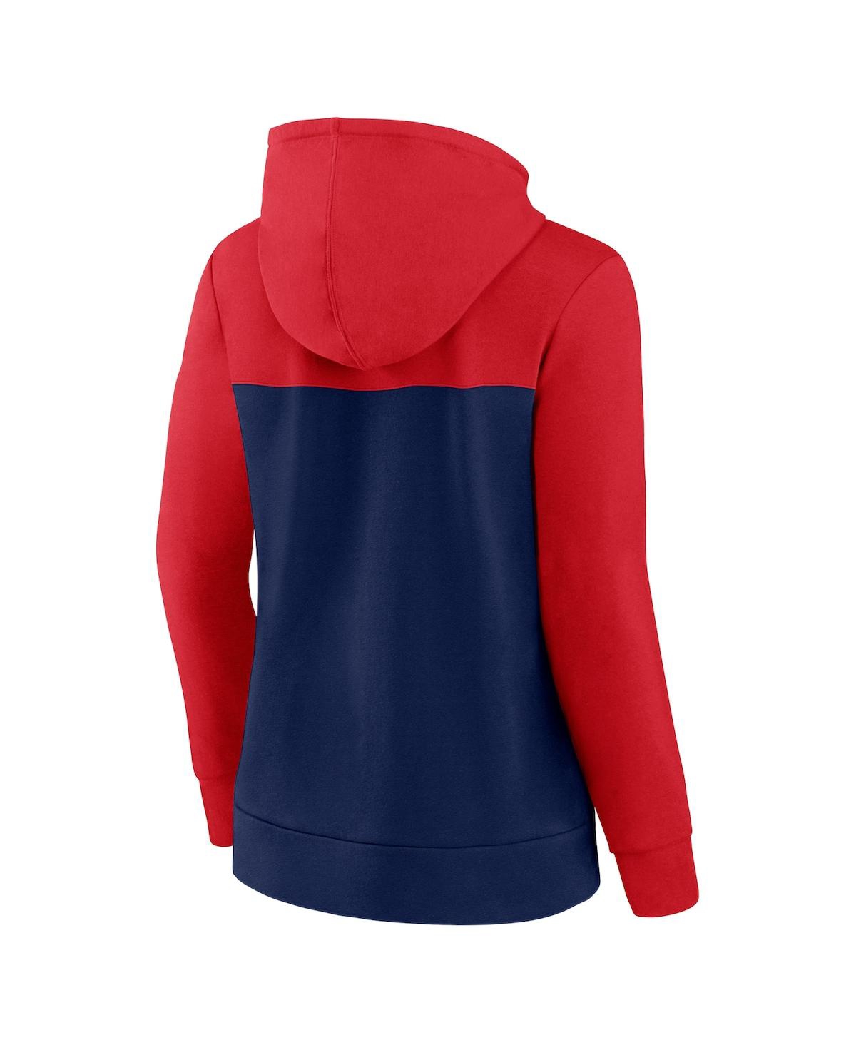 Fanatics Women's  Red, Navy Washington Nationals Take The Field Colorblocked Hoodie Full-zip Jacket In Red,navy