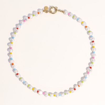 Freshwater Pearl Necklace with Pastel Rainbow Beads & 18K Plated Clasp