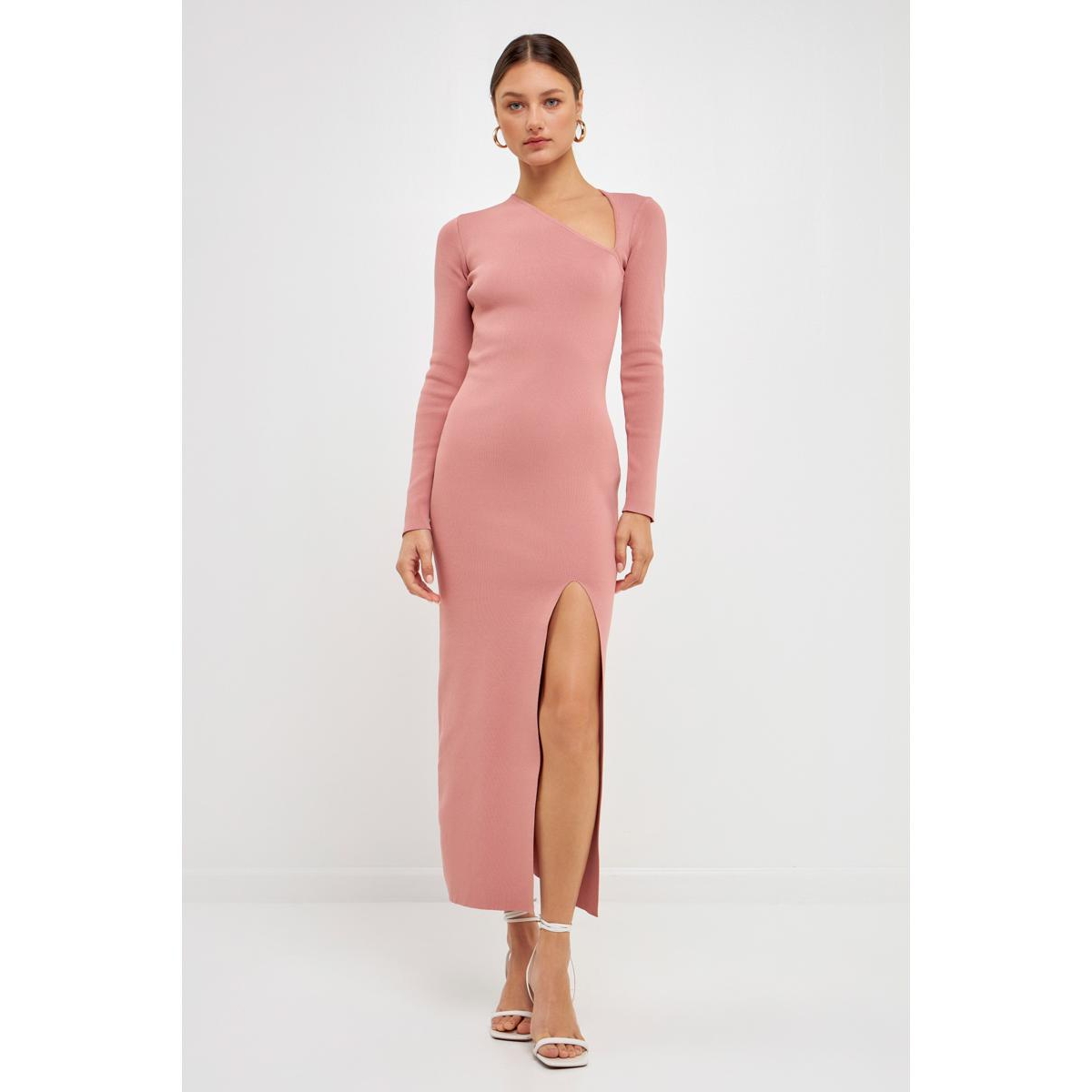 Endless Rose Women's Cut Out Long Sleeve Midi Dress In Dusty Rose