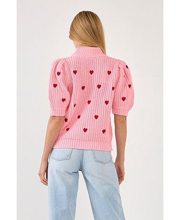 Heart Shape Embroidery Sweater – English Factory