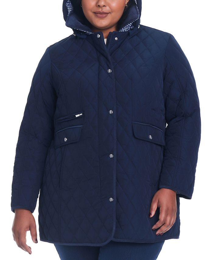 Jones New York Women s Plus Size Hooded Quilted Coat Macy s