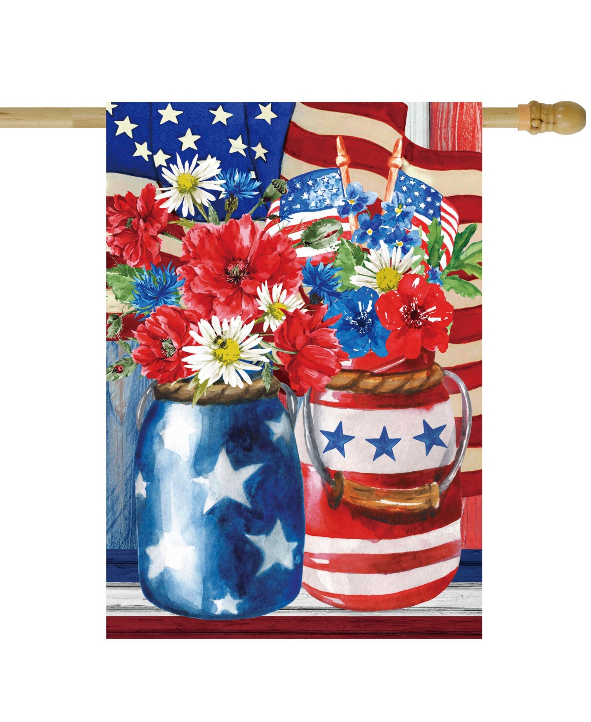 Northlight Patriotic Americana Floral Bouquet Outdoor House Flag 28" X 40" In Red