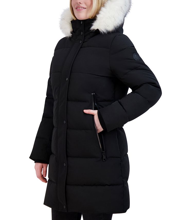 Nautica Women's Faux-Fur-Trim Hooded Puffer Coat - Macy's