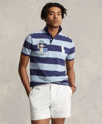 POLO RALPH LAUREN CUSTOM SLIM FIT BIG PONY MESH POLO SHIRT, Navy blue  Men's Polo Shirt