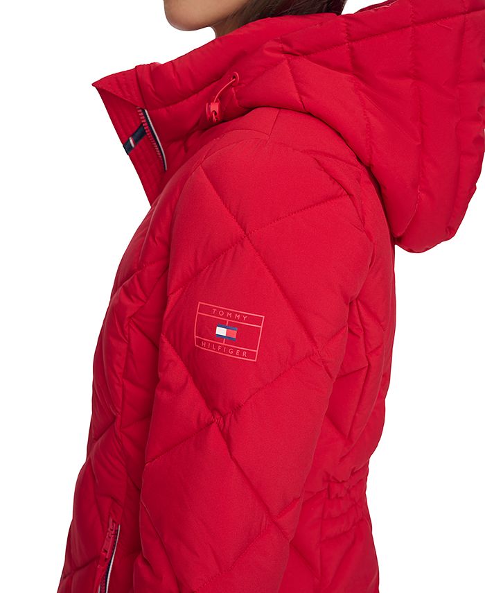 Tommy Hilfiger Women's Diamond Quilted Hooded Packable Puffer Coat