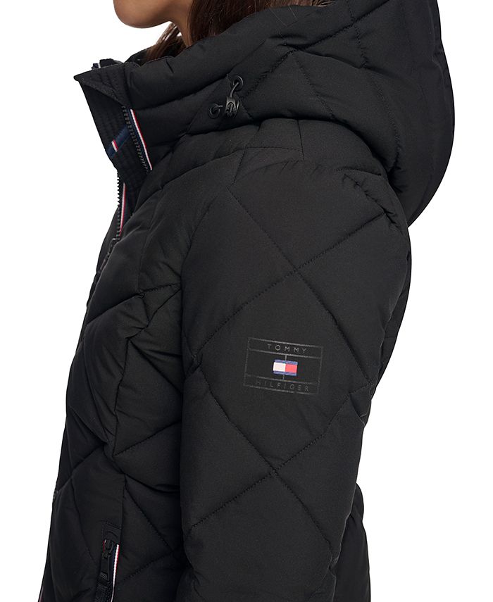 Tommy Hilfiger Women's Diamond Quilted Hooded Packable Puffer Coat