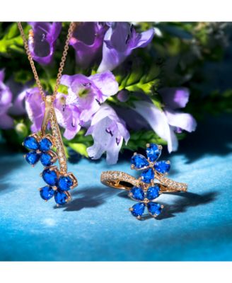 Blueberry Sapphire (1-1/2 ct. t.w.) & Nude Diamond (1/5 ct. t.w.) Flower Statement Ring in 14k Rose Gold