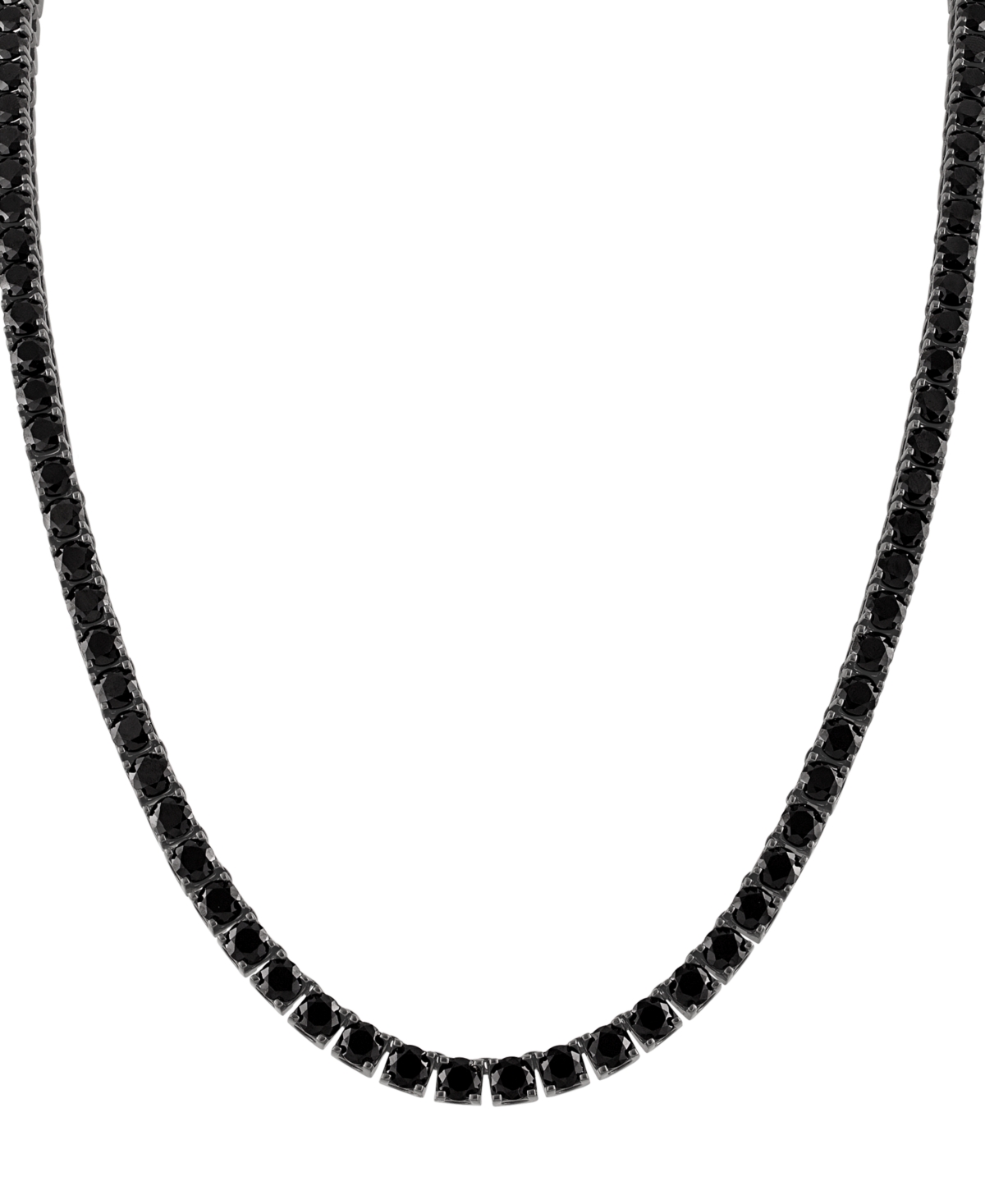 Bulova Men's Icon Black Spinel (1/10 Ct. T.w.) Tennis 22" Necklace In Black-plated Sterling Silver In Na