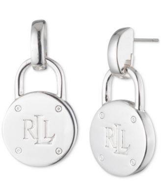 Lauren Ralph Lauren - Silver-Tone Padlock Drop Earrings
