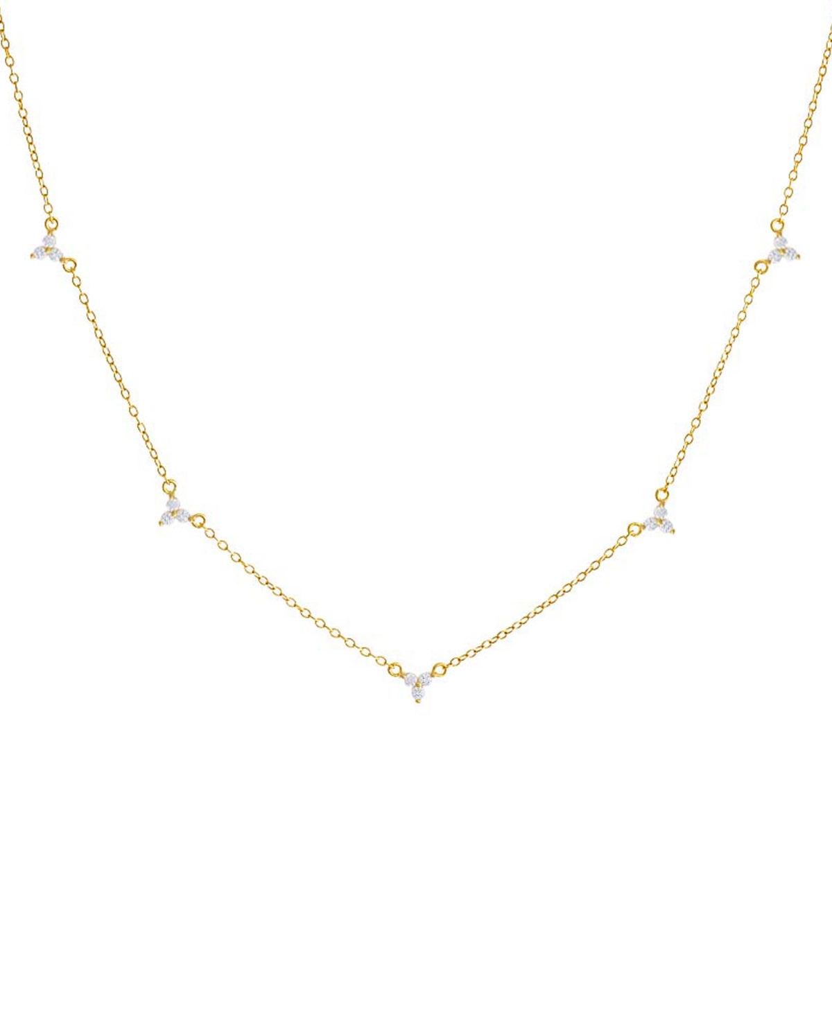 by Adina Eden 14k Gold-Plated Sterling Silver Cubic Zirconia Cluster Chain Necklace, 16" + 2" extender