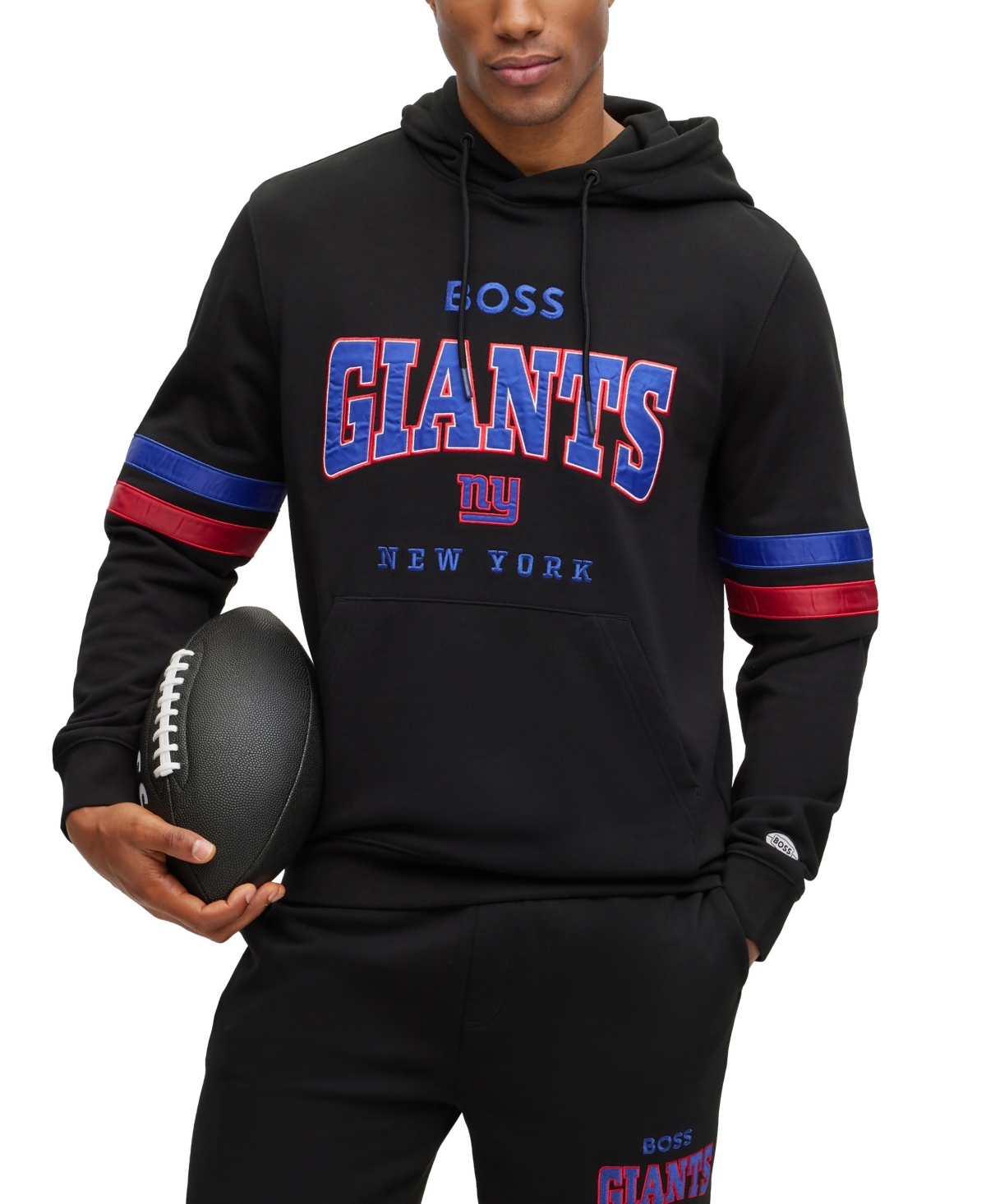 Hugo Boss Boss By  Boss By  X Nfl Men's Hoodie Collection In New York Giants - Black