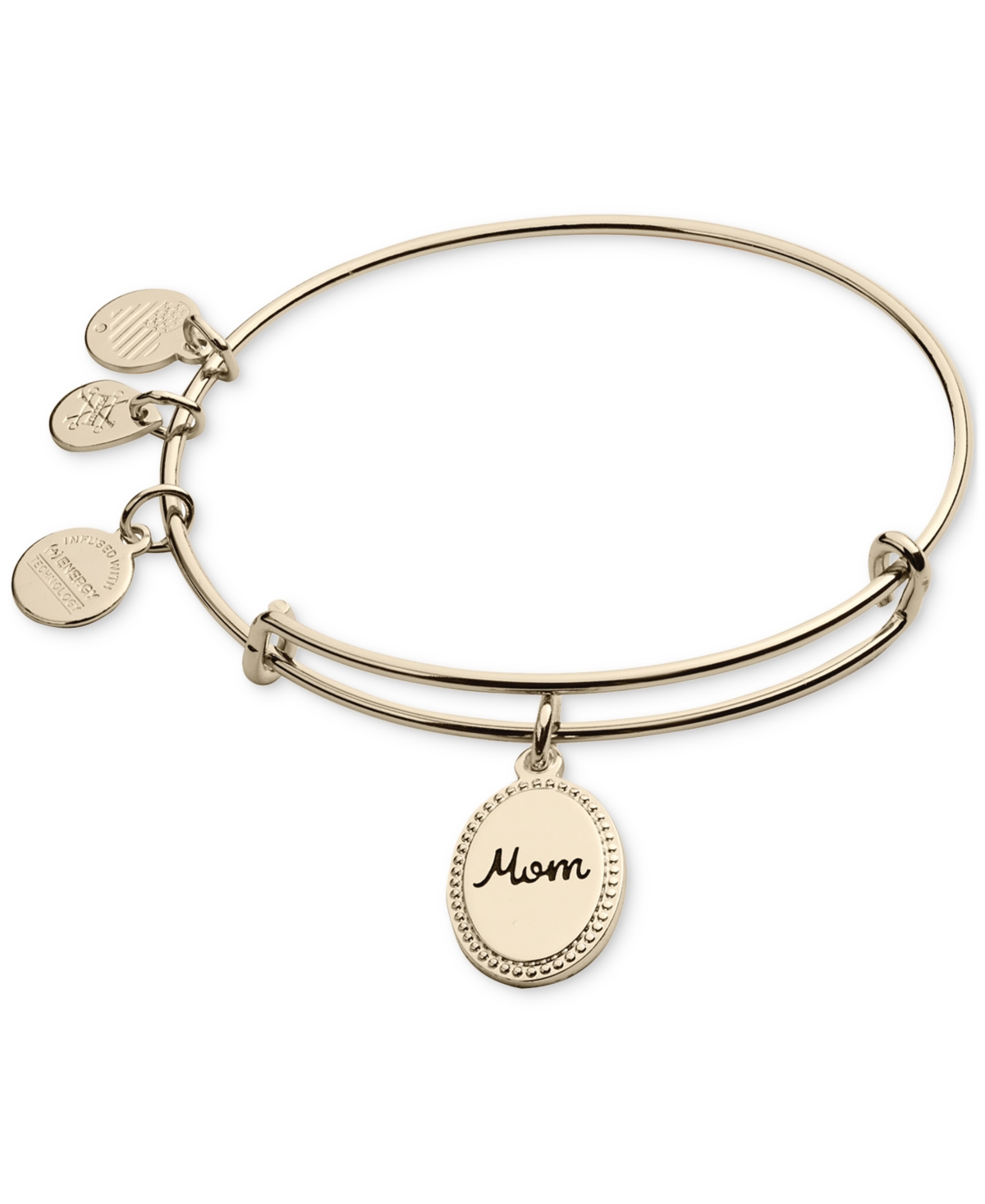 Alex And Ani Gold-tone Mom Charm Bangle Bracelet In Shiny Gold