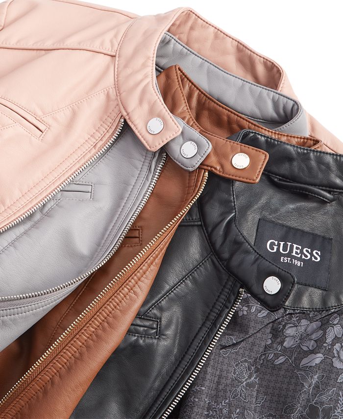 Guess Stretch Faux-Leather Puffer Jacket - Brown - Xs