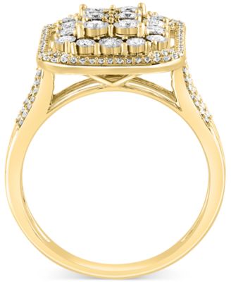 EFFY&reg; Diamond Rectangle Cluster Split Shank Ring (1/2 ct. t.w.) in 14k Gold