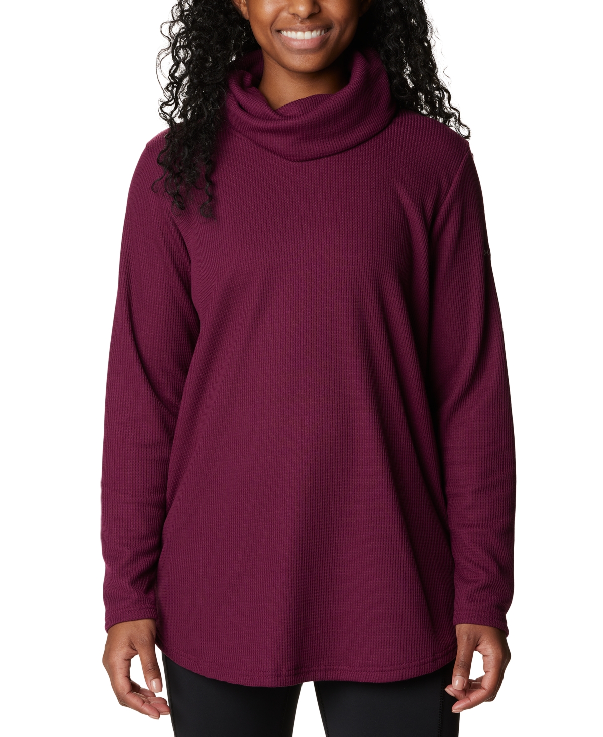 Columbia Women's Holly Hideaway Waffle Cowl-neck Pullover Top In Marionberry
