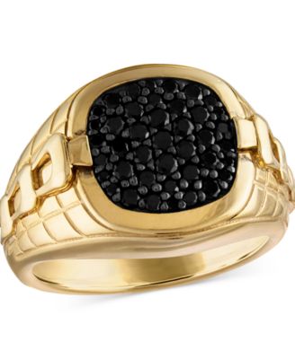 Men's Classic Black Diamond (1/2 ct. t.w.) Ring in 14k Gold-Plated Sterling Silver