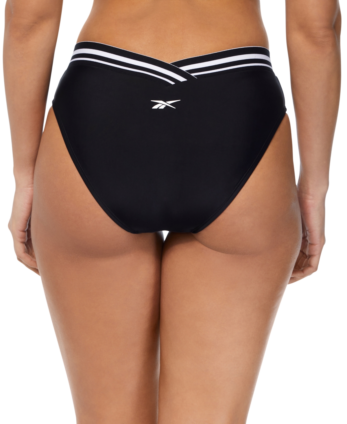 Reebok Women's Striped-Trim V-Waist Bikini Bottoms