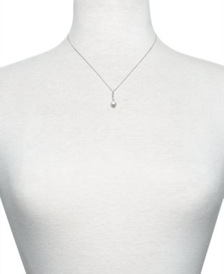 Cultured Freshwater Pearl (7-8 mm) and Diamond Accent Swirl Pendant in Sterling Silver