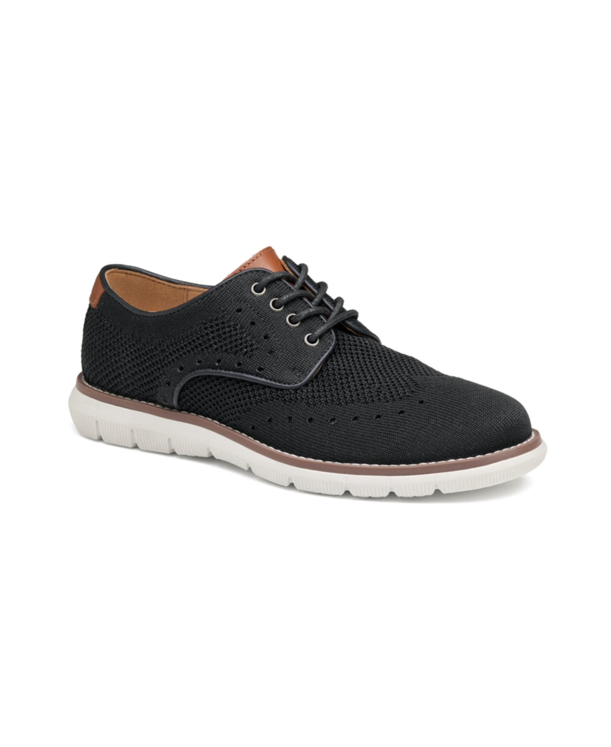 Johnston & Murphy Little Boys Holden Knit Wingtip Lace-up Shoes In Black Knit