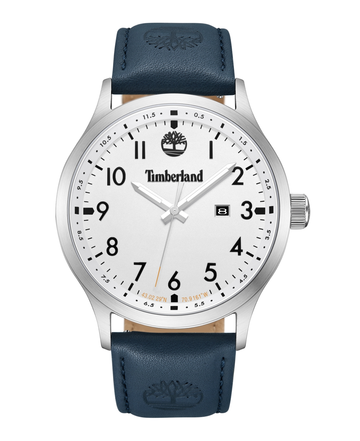 Shop Timberland Men's Quartz Trumbull Dark Blue Genuine Leather Watch 45mm